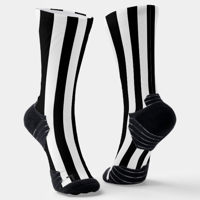 Crew Socks Balck & White Stripe (Angled)