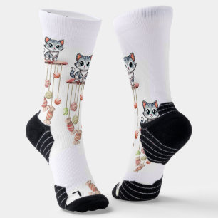 Crew Socks Cat Kitten Floral Snake