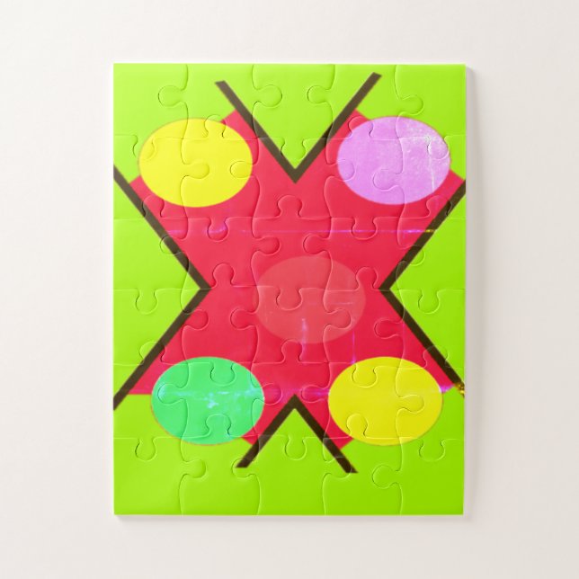 Crew Socks GIANT DOTS YELLOW RED BRIGHT GREEN      Jigsaw Puzzle (Vertical)