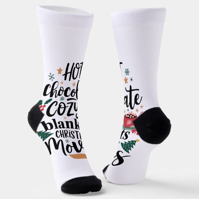 Crew Socks-Hot Chocolate & Cozy Christmas Vibes  Socks (Angled)