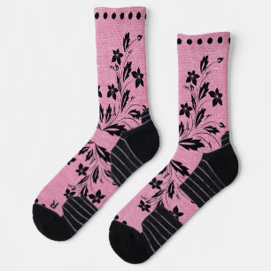 Crew Socks Pink & Black Design