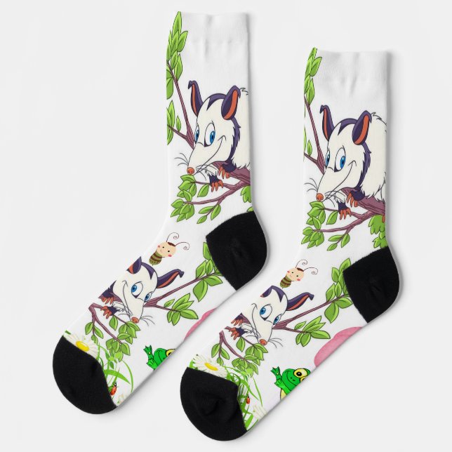 Crew Socks Possum Frog Chicks Floral Mushroom  (Left)