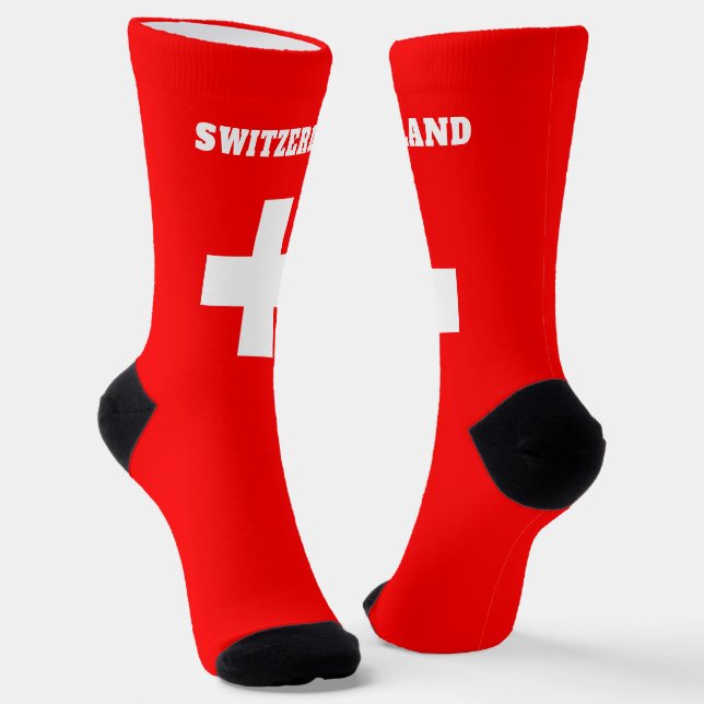 crew socks with flag of Switzerland (Angled)