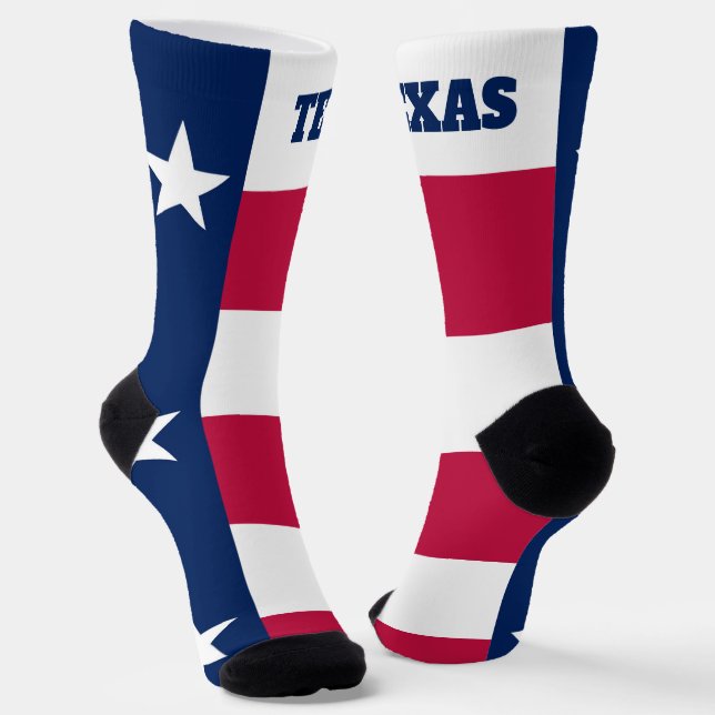 crew socks with flag of Texas (Angled)