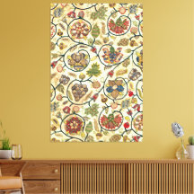 Crewel Work Embroidery Fruit and Flowers