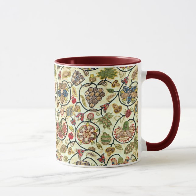 Crewel Work Embroidery Fruit and Flowers Mug (Right)