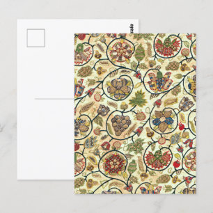 Crewel Work Embroidery Fruit and Flowers Postcard