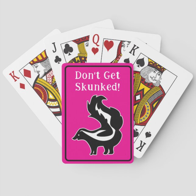 Cribbage Don't Get Skunked Pink Black and White Playing Cards (Back)