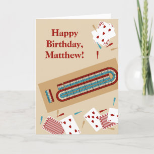 Cribbage Game Themed Custom Message Birthday Card