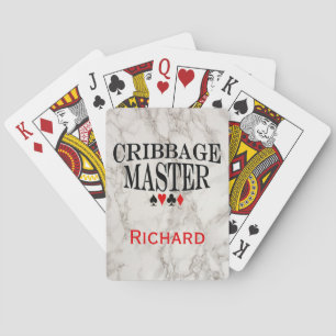 Cribbage Master on Marble Personalized Playing Cards