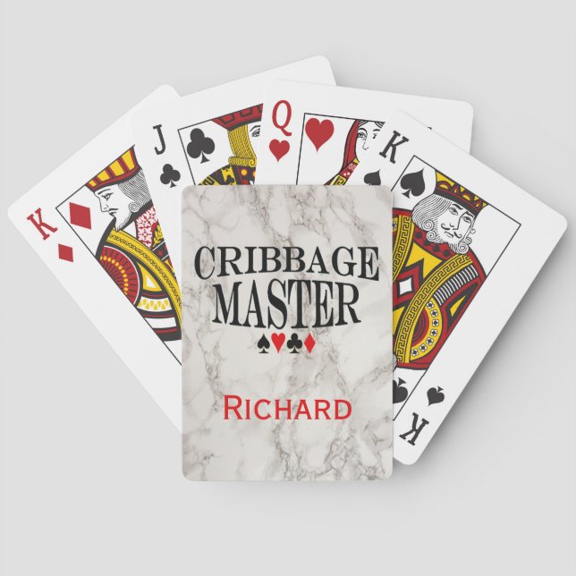 Cribbage Master on Marble Personalized Playing Cards (Back)