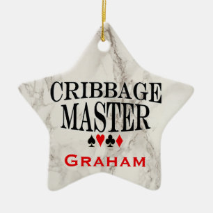 Cribbage Master Personalized Ceramic Ornament