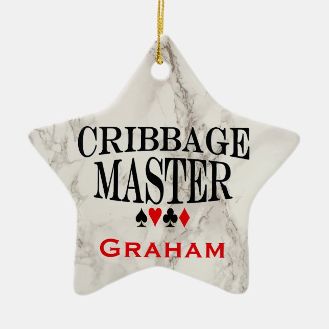 Cribbage Master Personalized Ceramic Ornament (Front)