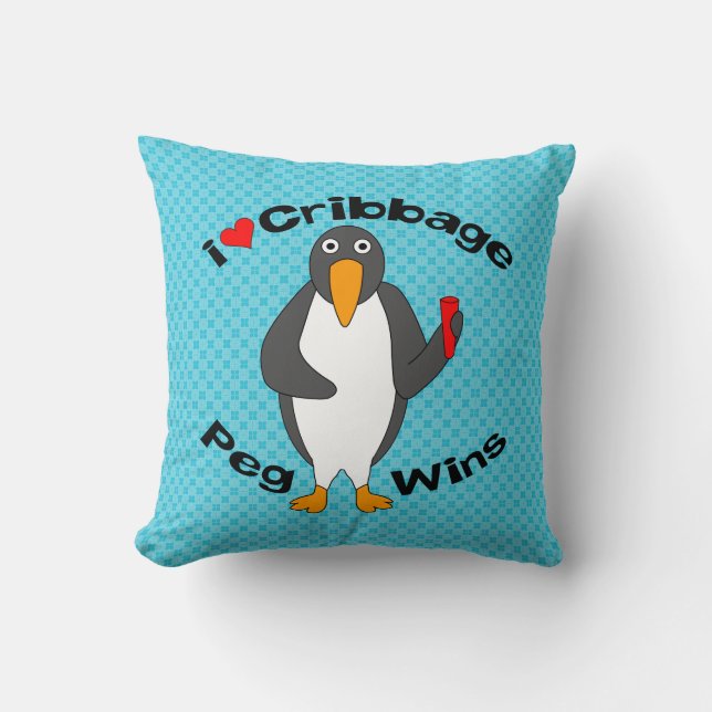 Cribbage Peg Wins Throw Pillow (Front)
