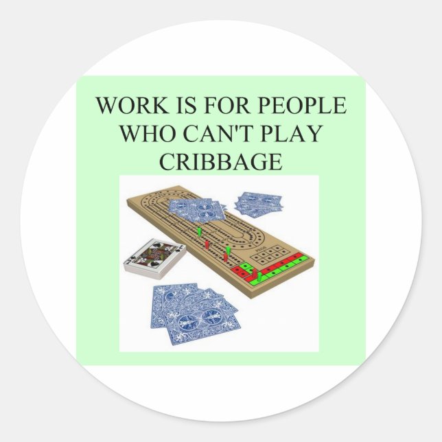 cribbage players classic round sticker (Front)
