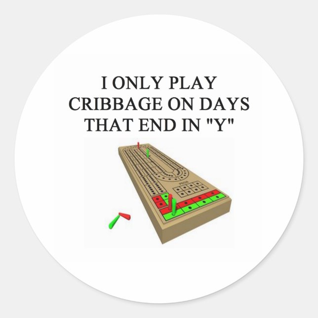 cribbage players classic round sticker (Front)