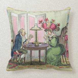 Cribbage, published by Thomas McLean, London (colo Throw Pillow
