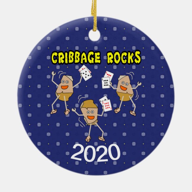 Cribbage Rocks Ceramic Ornament (Back)