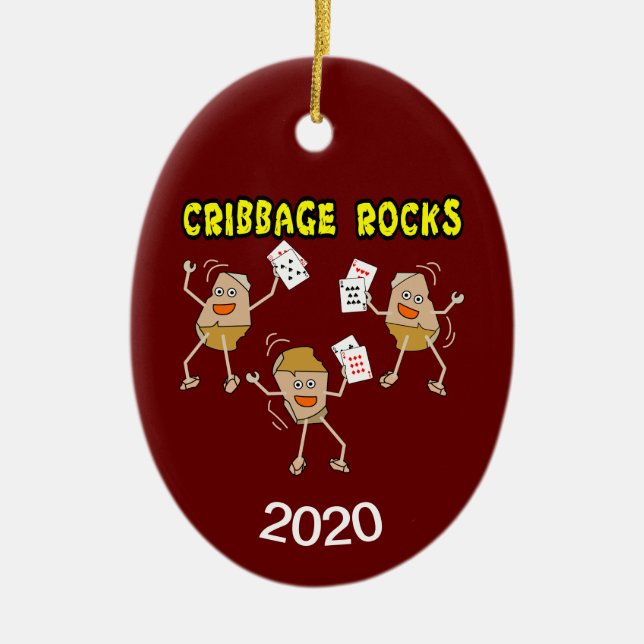 Cribbage Rocks Ceramic Ornament (Front)