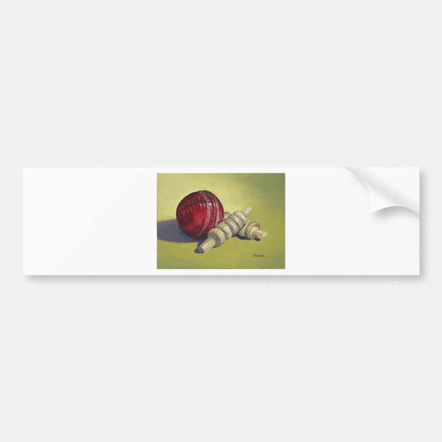 Cricket Ball and Bails Bumper Sticker (Front)
