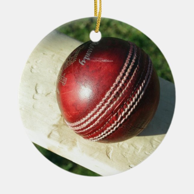 cricket-ball-and-bat.jpg ceramic ornament (Front)