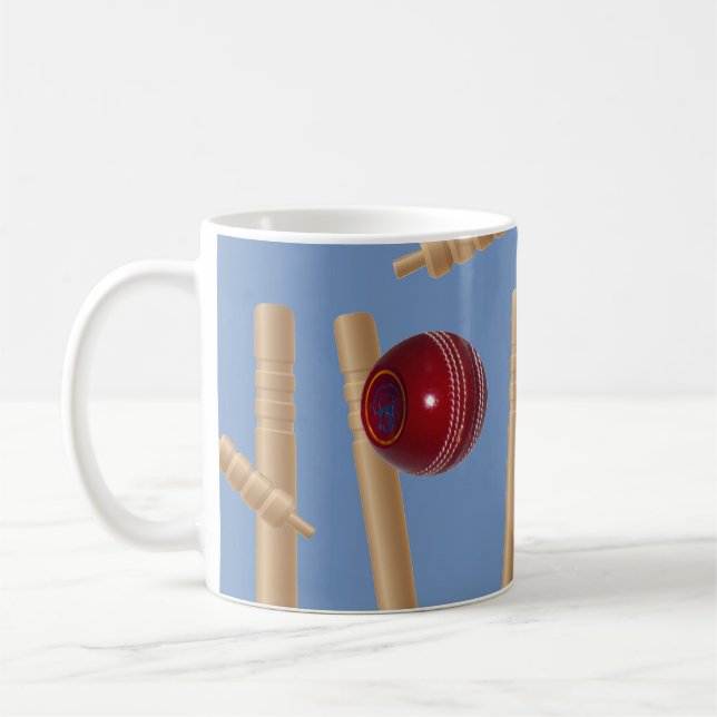 Cricket Ball And Stumps, Coffee Mug (Left)