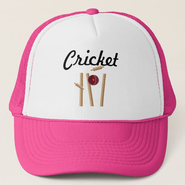 Cricket Ball And Stumps Logo, Trucker Hat (Front)