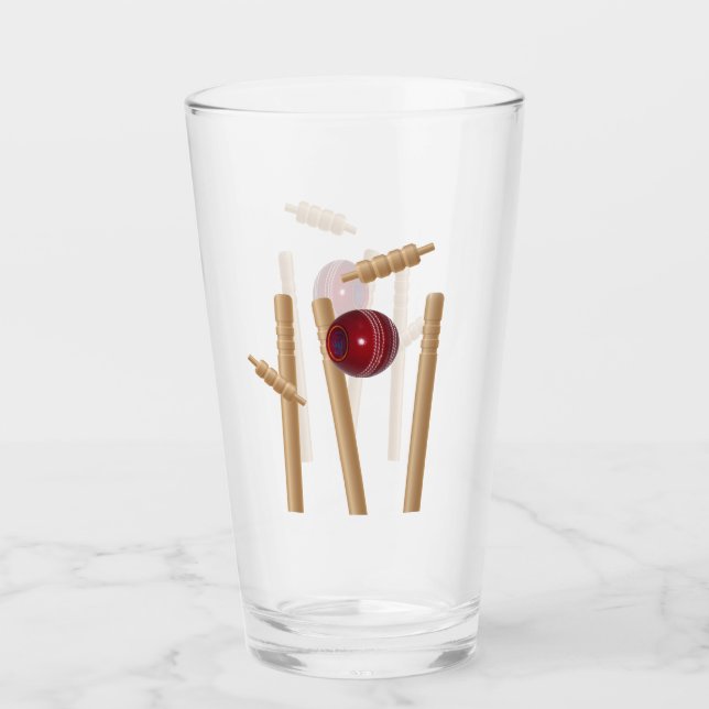 Cricket Ball And Wickets, Glass (Front)