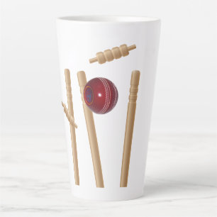 Cricket Ball Hitting The Wickets,   Latte Mug