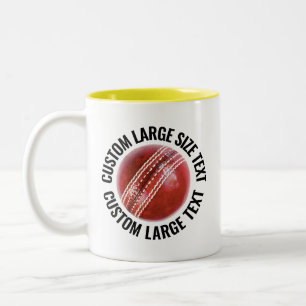 Cricket Ball & Large Text YELLOW 11oz Custom Two-Tone Coffee Mug