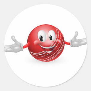 Cricket Ball Mascot Classic Round Sticker