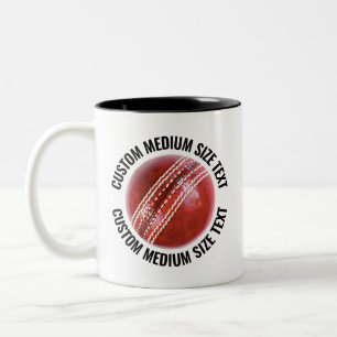 Cricket Ball & Medium Text BLACK 11oz Custom Two-Tone Coffee Mug