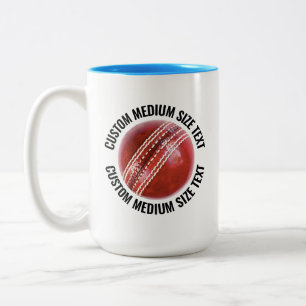 Cricket Ball & Medium Text LIGHT BLUE 15oz Custom Two-Tone Coffee Mug