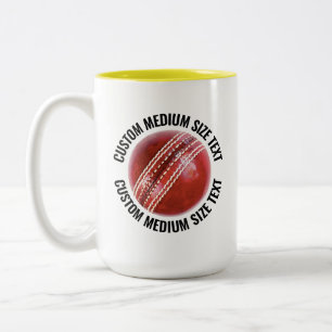 Cricket Ball & Medium Text YELLOW 15oz Custom Two-Tone Coffee Mug