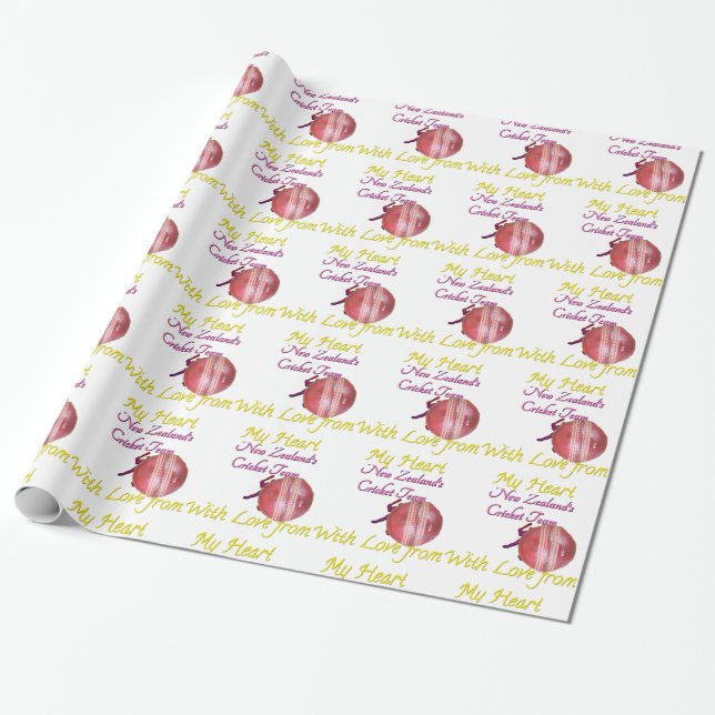 Cricket ball New Zealand Wrapping Paper (Unrolled)