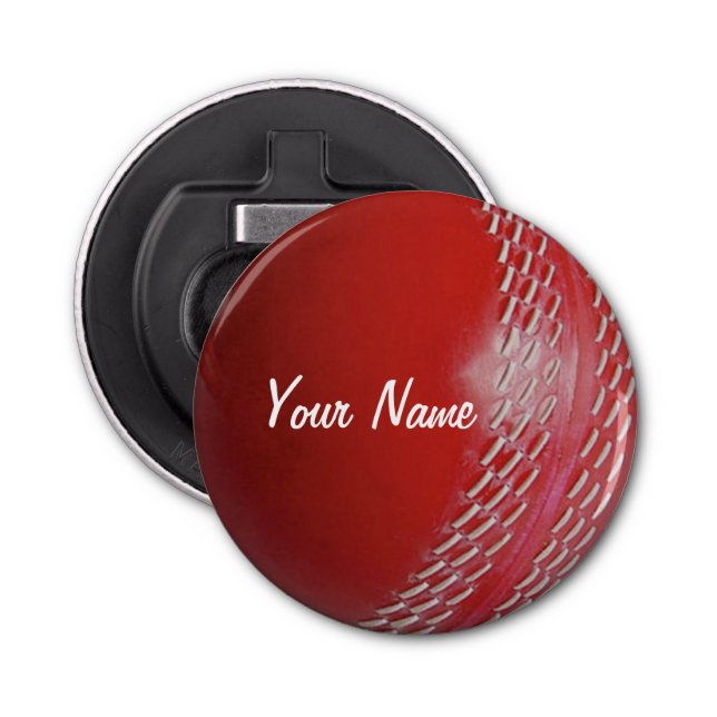 Cricket Ball Red Customize With Your Name Bottle Opener (Front)