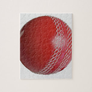 Cricket Ball Red Customize With Your Name Jigsaw Puzzle