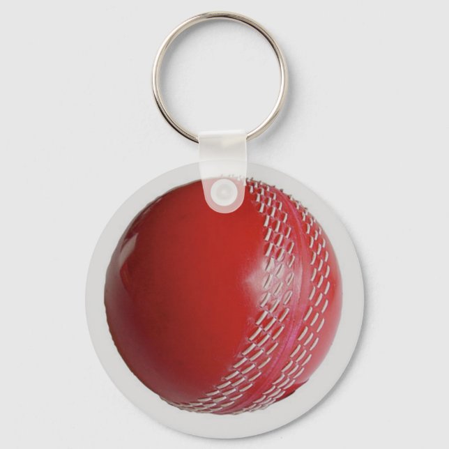 Cricket Ball Red Customize With Your Name Keychain (Front)