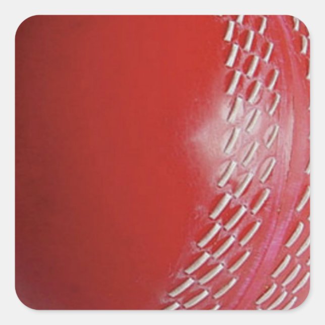 Cricket Ball Red Customize With Your Name Square Sticker (Front)