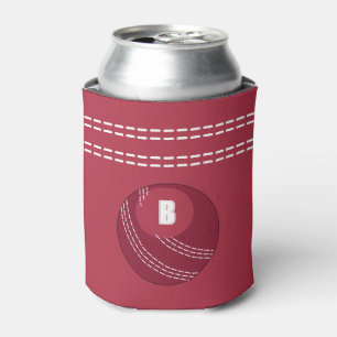 Cricket Ball Seam Monogram Cricketer Can Cooler