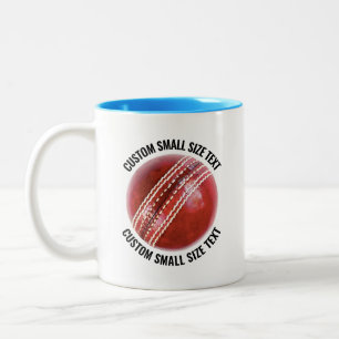Cricket Ball & Small Text LIGHT BLUE 11oz Custom Two-Tone Coffee Mug
