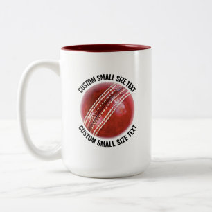 Cricket Ball & Small Text MAROON 15oz Custom Two-Tone Coffee Mug