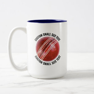 Cricket Ball & Small Text NAVY BLUE 15oz Custom Two-Tone Coffee Mug