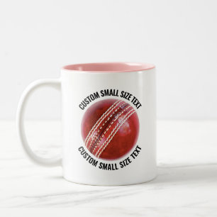 Cricket Ball & Small Text RED 11oz Custom Two-Tone Coffee Mug