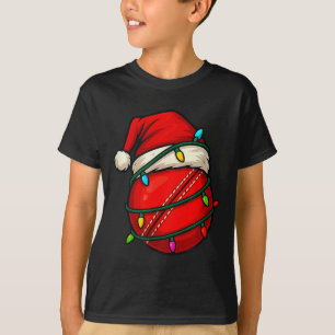 Cricket Ball With Santa Hat Funny Christmas Xmas G T-Shirt