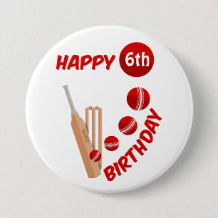 Cricket Bat and Ball Kids Birthday 3 Inch Round Button