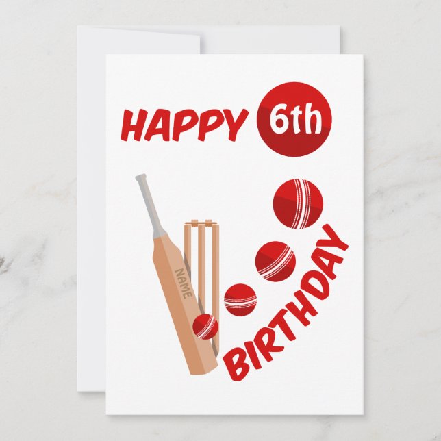 Cricket Bat and Ball Kids Birthday Holiday Card (Front)