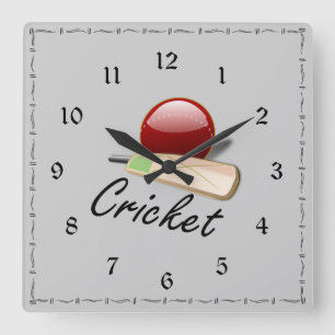 Cricket bat and ball, popular design square wall clock