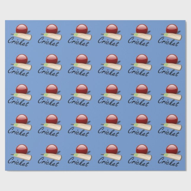 Cricket bat and ball, popular design wrapping paper (Flat)