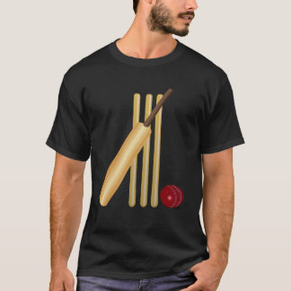 Cricket Bat Ball and Wicket T-Shirt